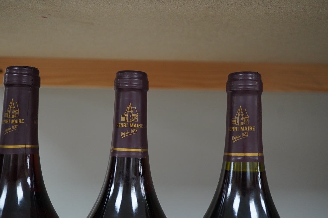 Five bottles: including a bottle of Chateau Corps de Loup, premieres cote de Blaye 1990